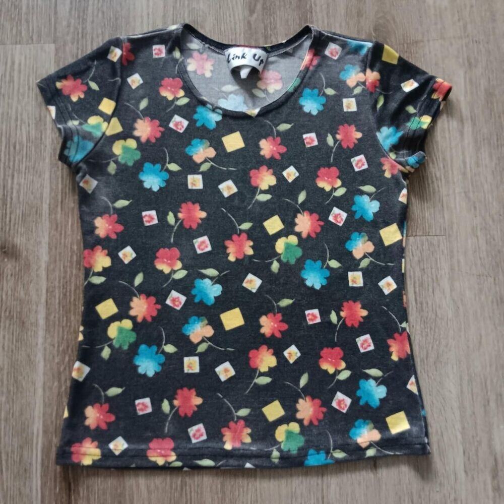 link up y2k 90s top womens small vintage floral geometric festival fairygrunge